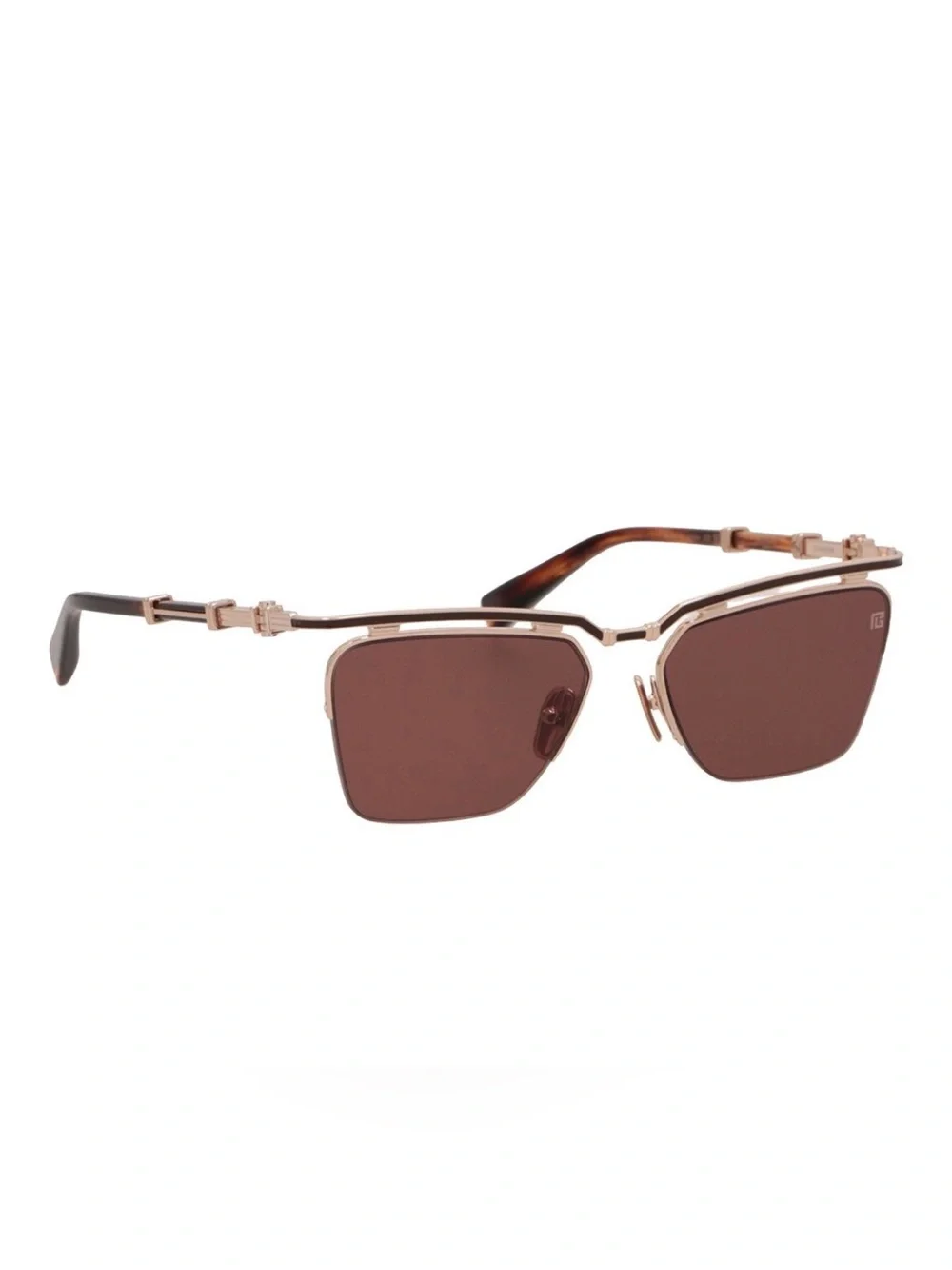 Balmain: Unisex 57mm Triomphe Gold Sunglasses